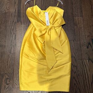 Badgley Mischka Yellow Mini Dress with Bow size 8